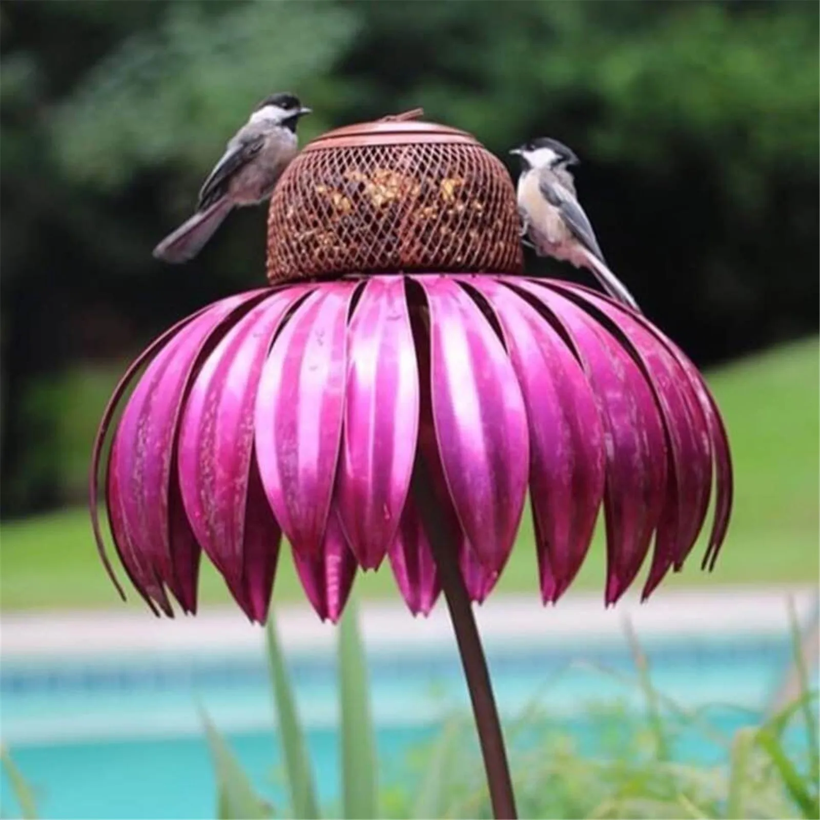 Bird Feeder Sensation Coneflower Wild Bird Feeder Gazebo Hummingbird Pink Detachable Lotus Shaped