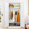 Metal Wardrobe Cabinet with Hanging Rod,White Armoire Wardrobe Closet,Metal Clothing Storage Cabinet with Adjustable Shelves 1