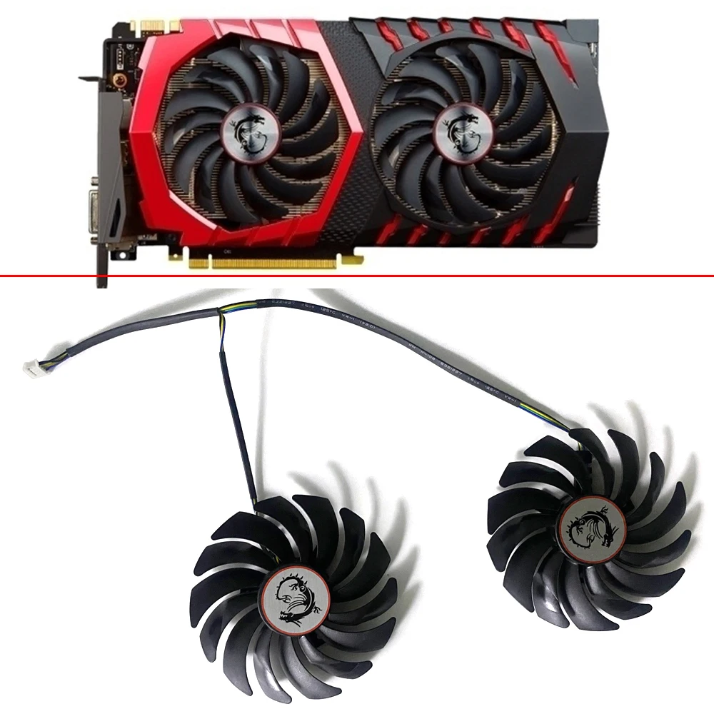 2 Pz 95Mm 4Pin 0.4A Muslimx1080 1070 1060 1050Ti Gpu Ventola Per Msi Gtx 1060 1070 1080 Ti Rx 470 570 Rx580 Ventole Di Raffreddamento