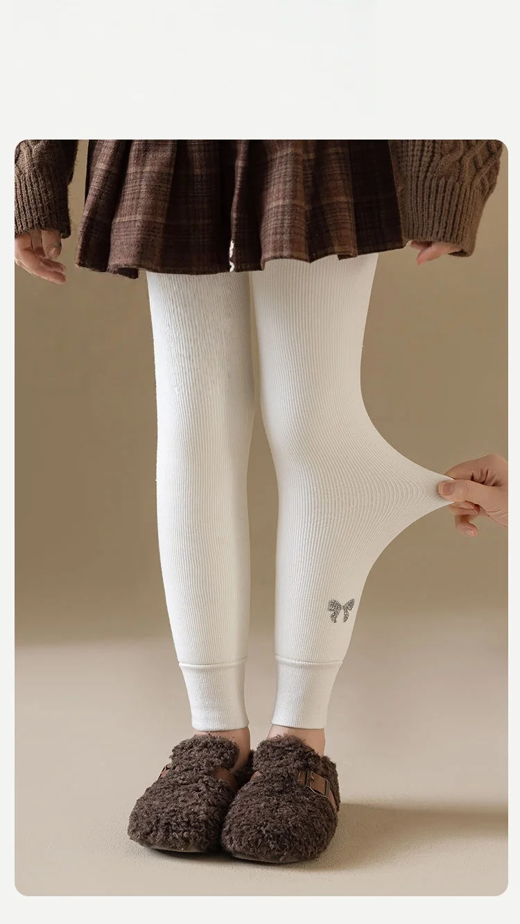 2025, warme Winterstrumpfhose für Mädchen, mit Fleece gefüttert, mit Schleife, Stickerei, Leggings, 3–15 Jahre, niedliche Kinderhose – Detail 7