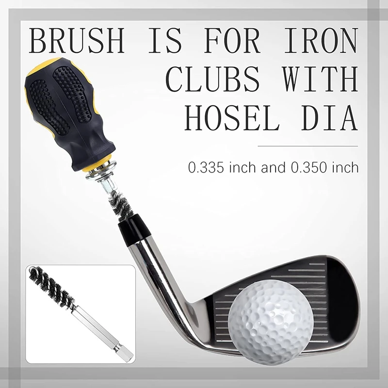 2Pcs 9mm Golf Cleaning Brush Stainless Steel Golf Clubs Head Hosel Brush Wire Brushes Cleaning Tool Electric Drill Wire Brush