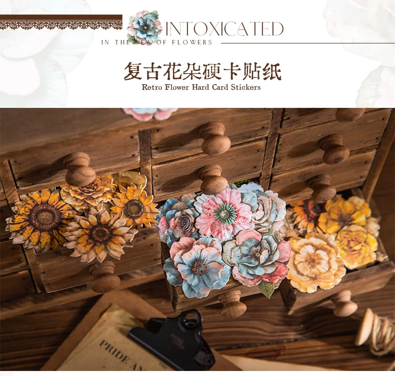 20 teile/paket Vintage Ins schöne Blumen Aufkleber dekorative Stick Etiketten Tagebuch Album handgemachtes Scrapbooking-Material – Detail 4