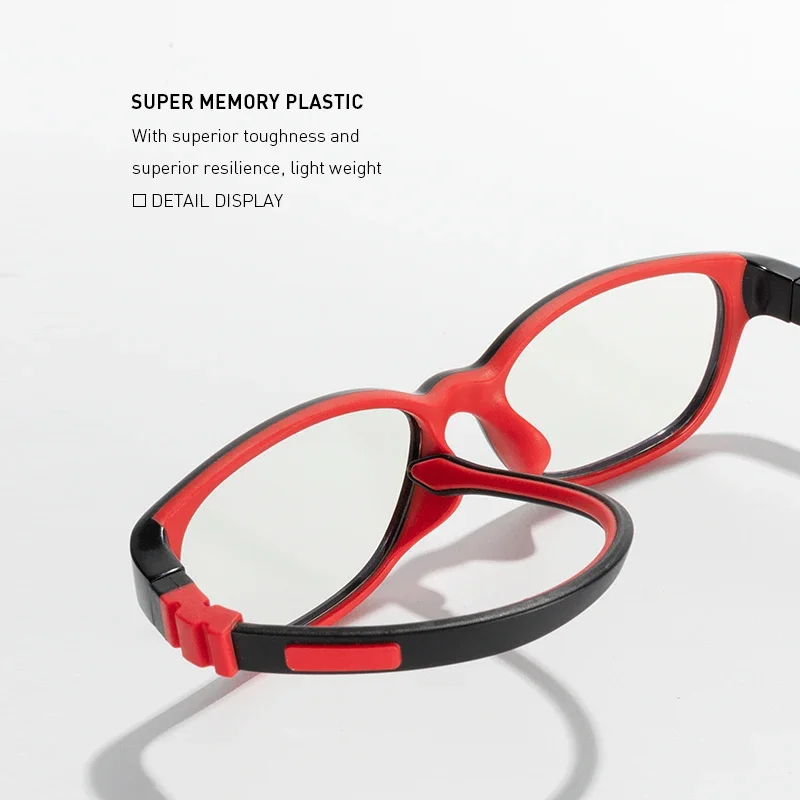 MEESHOW Kids Square Silicone Flexible Glasses Frame For Boy Girl 5-12y Ultralight Optical Eyeglasses With Sports Strap 8615