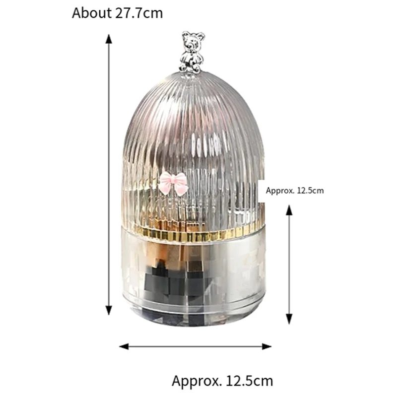 Makeup Brush Holder 360° Rotating Makeup Brush Holder Dustproof Make Up Brush Container With Clear Acryliccover B 6