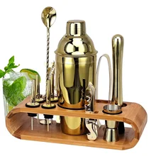 

Wine Mixer Set Oval Bamboo Frame Base Cocktail Bartender Rose Gold Black 12 Piece Set
