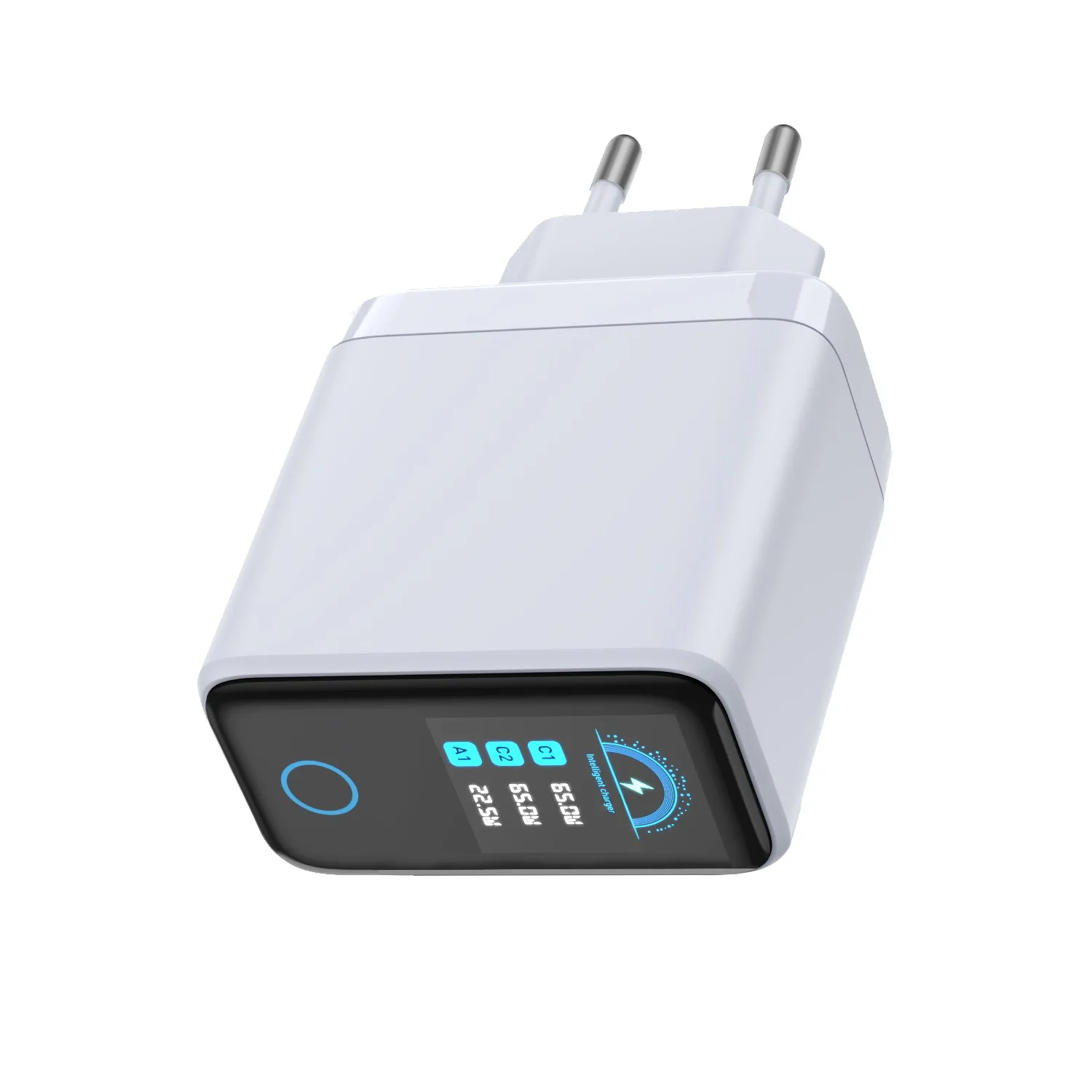 65W GaN 고속 충전 스테이션(LCD 디지털 화면 포함), 노트북, 아이폰 17, 삼성, 아이패드용 PD3.0 벽면 충전기, 파워 딜리버리 지원