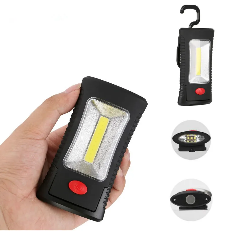 Portable Flashlight 2 Mode Multifunctional Portable COB LED Magnetic Folding Hook Light USE 3xAAA