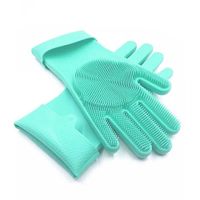 Pet Grooming Gloves Dog Cat Bathing Cleaning Glove Shampoo Scrubber Clean Soft Silicone Hair Removal Glove Hand Skin Protection 4