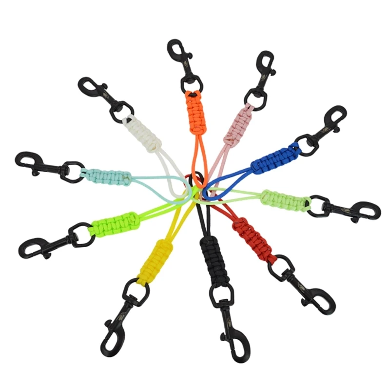 Scubas Diving Swival Bolts Hook Marine Grade Steel Hook Clip with Braided Rope Lanyard Anti-lost Safety Rope 2