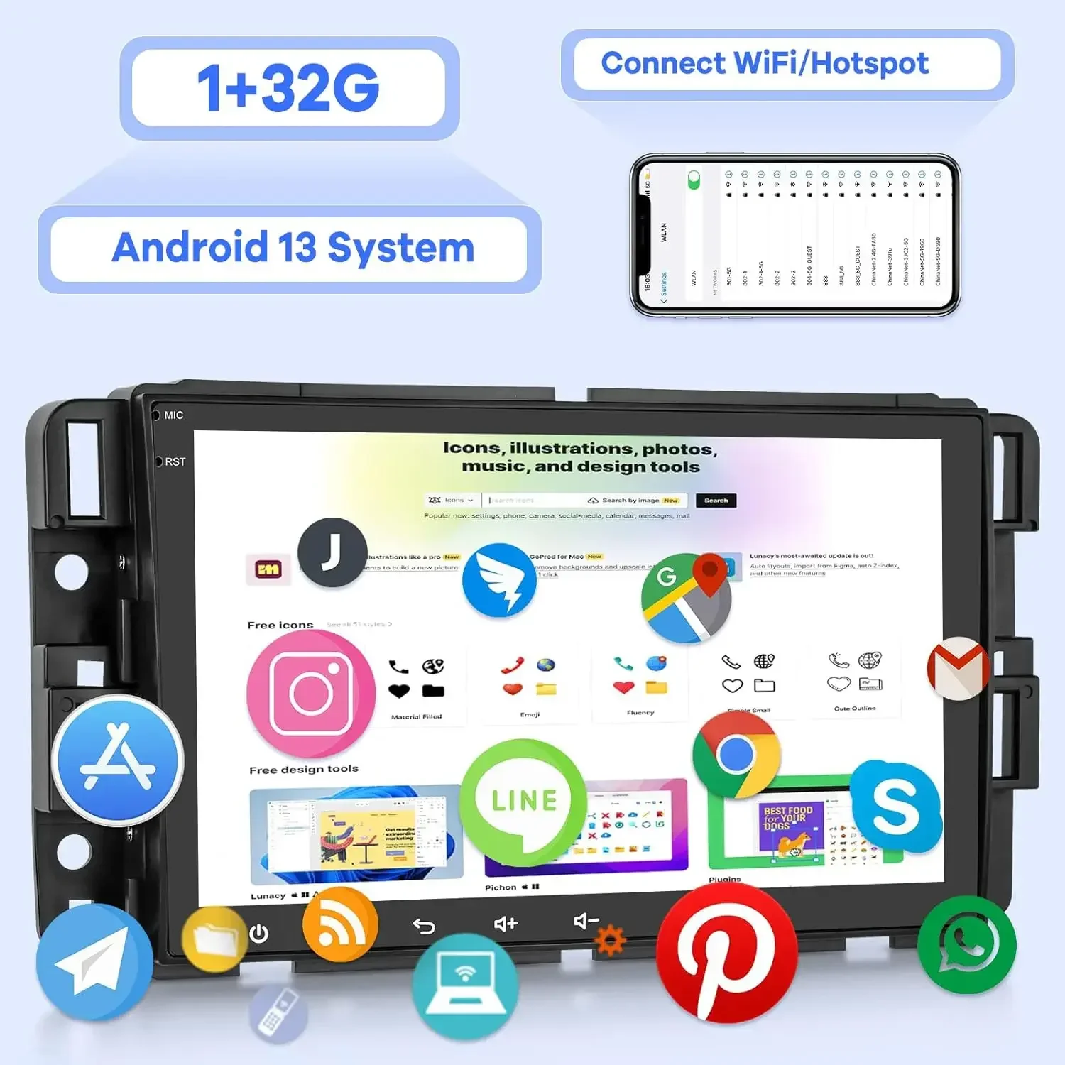 7 Inch Android Touch Screen Car Stereo with Carplay and Backup Camera