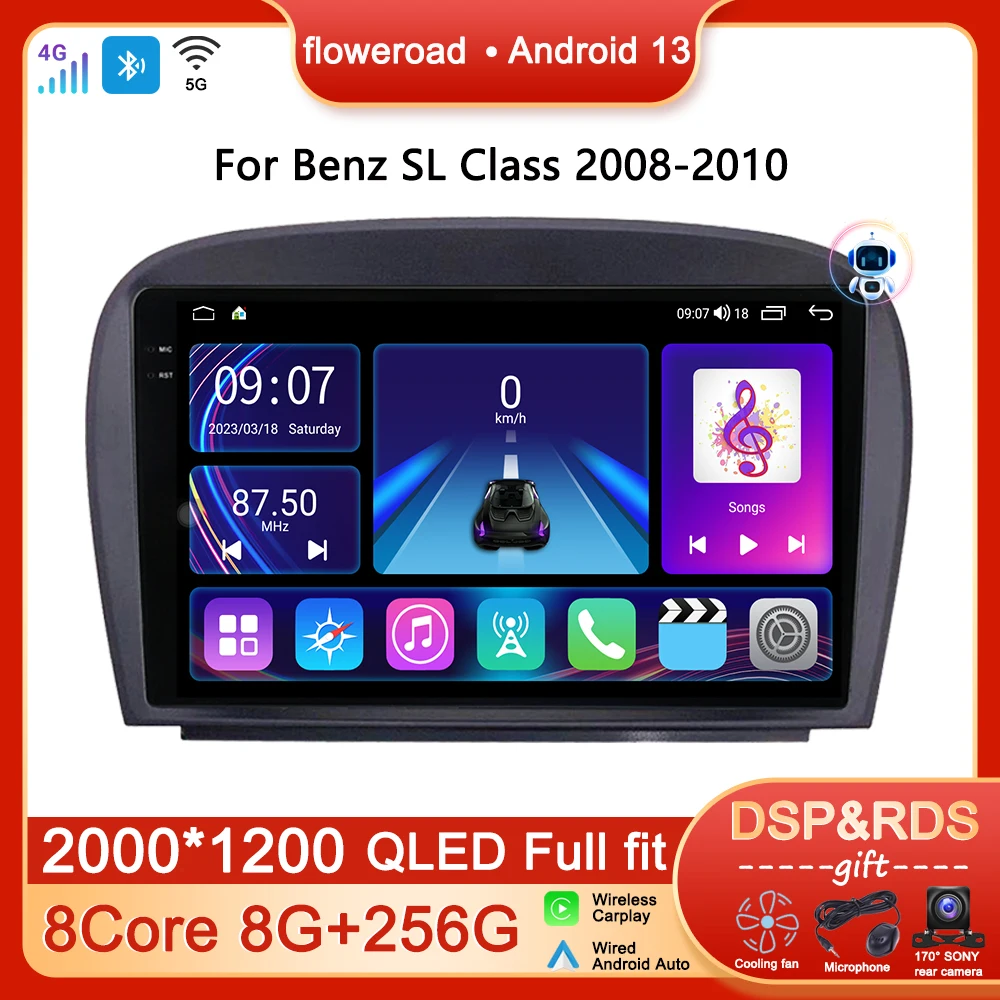 Autoradio Android Per Mercedes Sl R230 Sl350 Sl500 Sl55 Sl600 Sl65 2008-2010 Lettore Multimediale Navigazione Gps Apple Carplay Auto