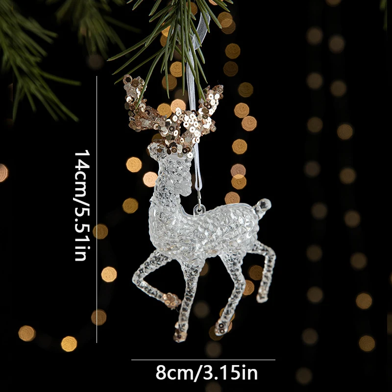 Description Picture 3 of itemAcrylic Crystal Christmas Tree Ornaments Star Snowflake Bell Elk Hanging Pendants Christmas Decoration 2025 New Year Xmas Gifts