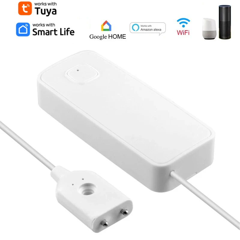 Water Sensor Tuya WiFi Smart Water Leak Sensor Water Overflow Level Detector 80dB Sound Alarm System Flood Leakage Remote Monitor