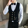 2025 Latest Style Double Breasted Men Suit Vest Gold Button Slim Fit Formal Groom Wedding Vest Streetwear Sleeveless Vest Jacket 3