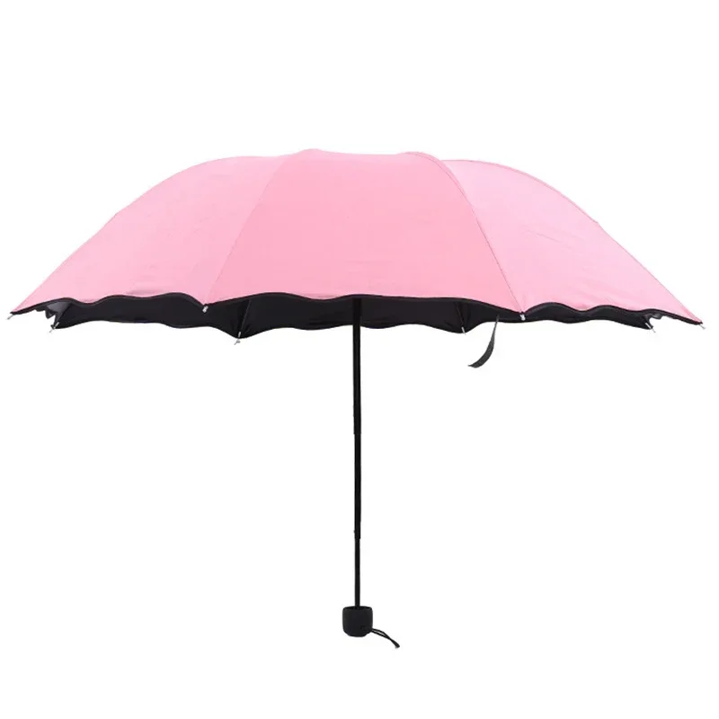 Lady UV Protection Solid Color Sun Umbrella Windproof Travel Umbrella Portable Mini Water Encounter Flowering Sunny Umbrella