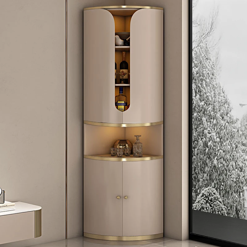 

Роскошный треугольный шкаф в итальянском стиле, настенный угловой винный шкаф, постмодернизированный угловой шкаф для хранения с ящиками, угловой шкаф