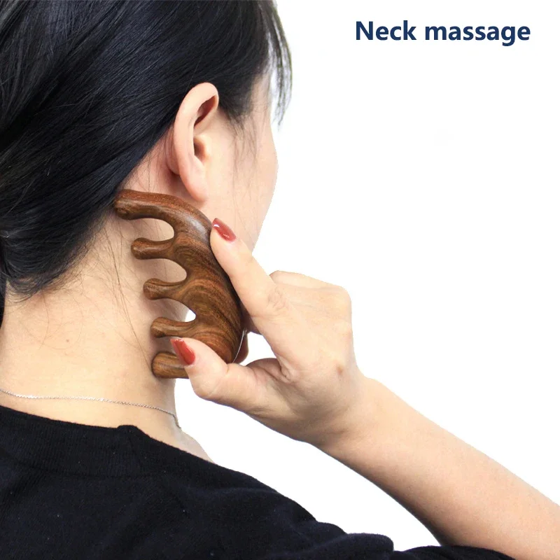 Acupoint Massager Head massager  Sandalwood Hair Comb Scalp Relax Portable Wooden Handle Comb Anti-static Styling Tool