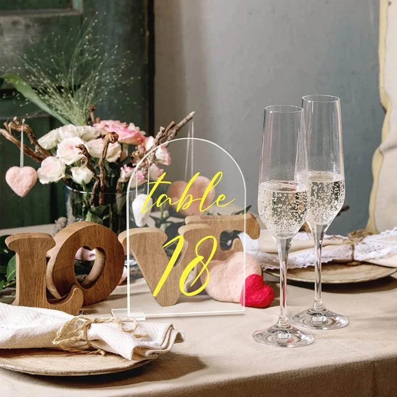 Acrylic Transparent Arched Semicircular Digital Seat Card Diy Blank Party Decoration Wedding Table Card Display Table Base