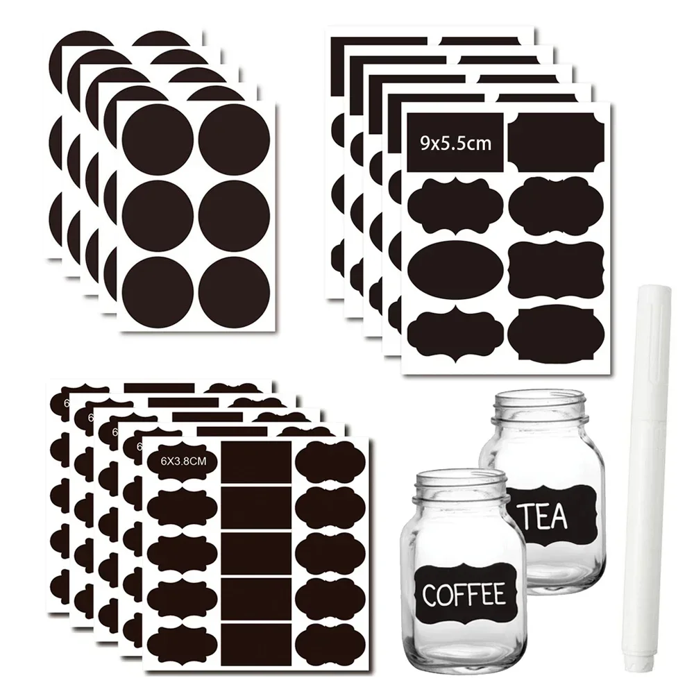 Decorative labels stickers 1PCS Blackboard Stickers Waterproof Chalkboard Kitchen Spice Label Sticker Home Jars Bottles Tags Blackboard Labels White Marker