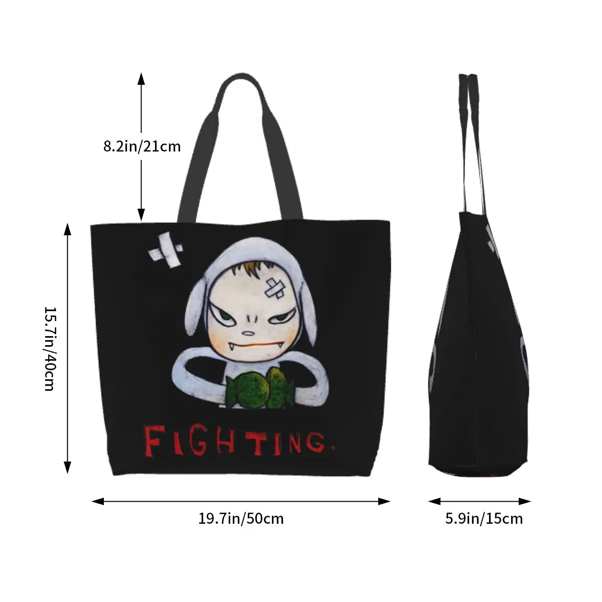 Yoshitomo Nara Fighing Women Shoulder bag 40X50cm Tote bag Shopping handbag Convenient Travel Book