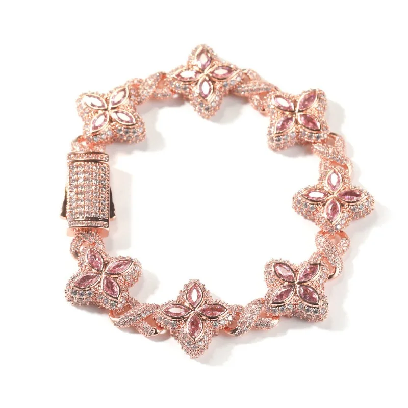 Buntes Blumen-Zirkon-Armband, mehrfarbiges Kristall-Armband, florale Unendlichkeitskette, Statement-Schmuck für Frauen, Party-Geschenke – Detail 20