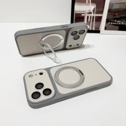 Deluxe Matte Magnetic Phone Case with Kickstand and Magsafe - Compatible Holder - iPhone Air (Grey)