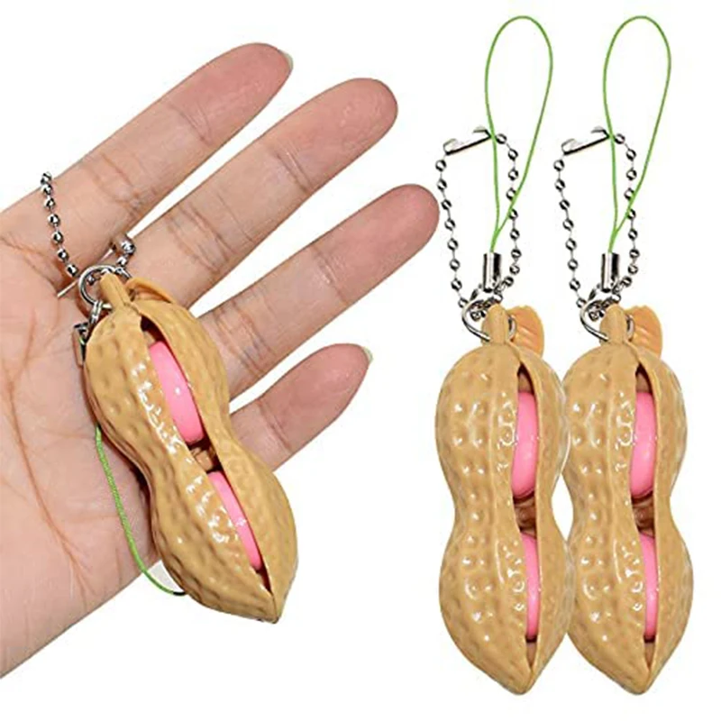 6 Pezzi Giocattoli Antistress Spremibili – Edamame E Arachide, Portachiavi Colorati!