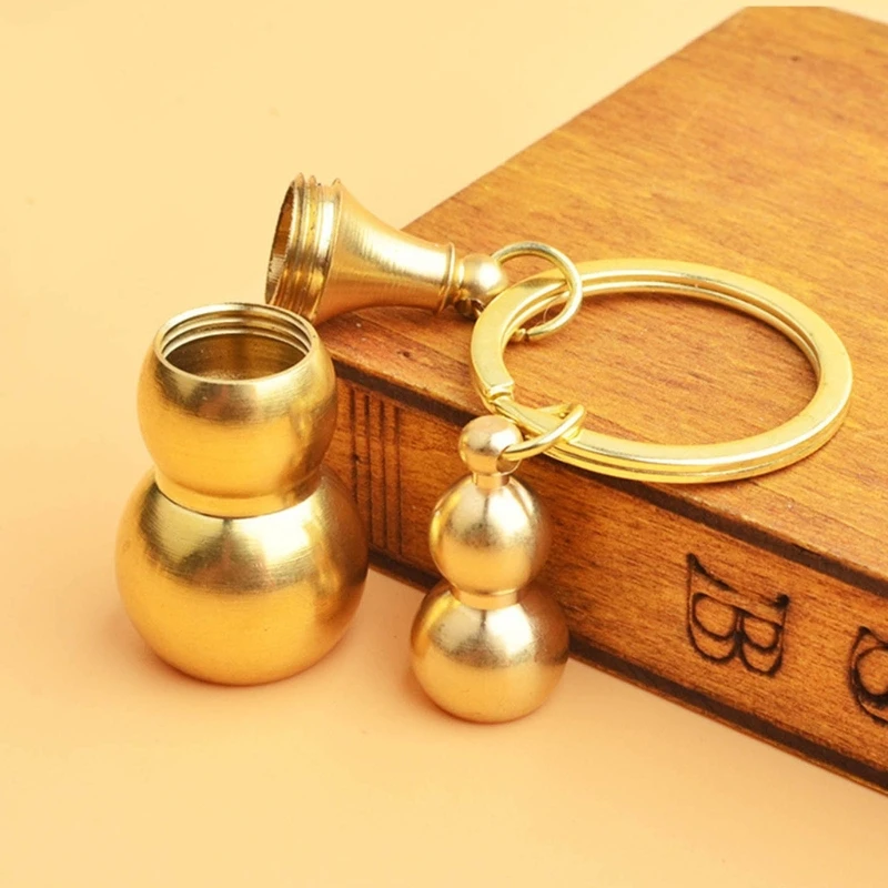 

Small Waterproof Brass Gourd Boxes Cases Container Bottle Keychain