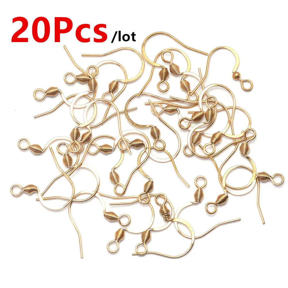 20 Ear Wires 9 Colors Fishhook Earring Hooks Gold KC 