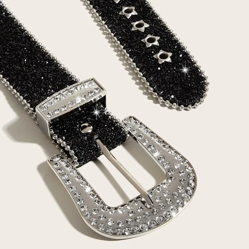 Rhinestone Wide Belt for Women | Ins Style Fashionable Sparkly Strap, Versatile  Design  Accessory for  Jeans & Outfits