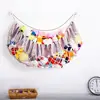 Bohemian Style Decor Plush Toy Hammock Capacity Wall-mounted Toy Net Bag with String Light Tassels Design Playroom for Stuffed 6