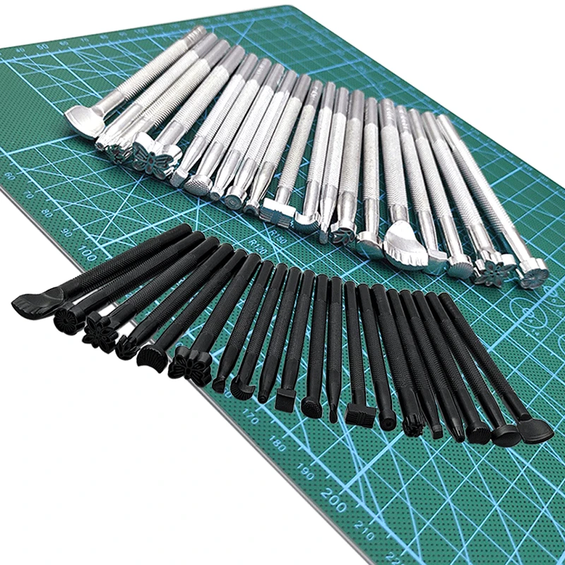 Description Picture 3 of itemMetal Leather Working Saddle Making Tools Carving Leather Craft Stamps Leather Stamping Solid DIY Printinting Craft Supplies