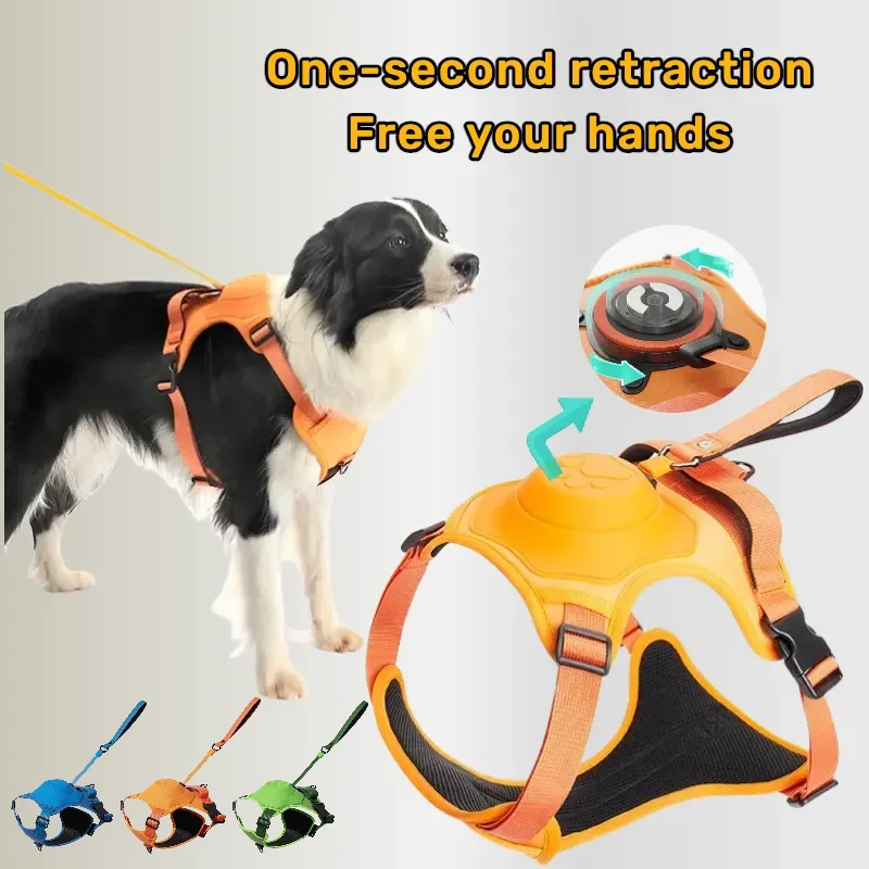 

Explosive Pet Supplies Dog Vest Traction Rope Chest Back Integrated Automatic Telescopic Explosion-proof Impact Traction Rope