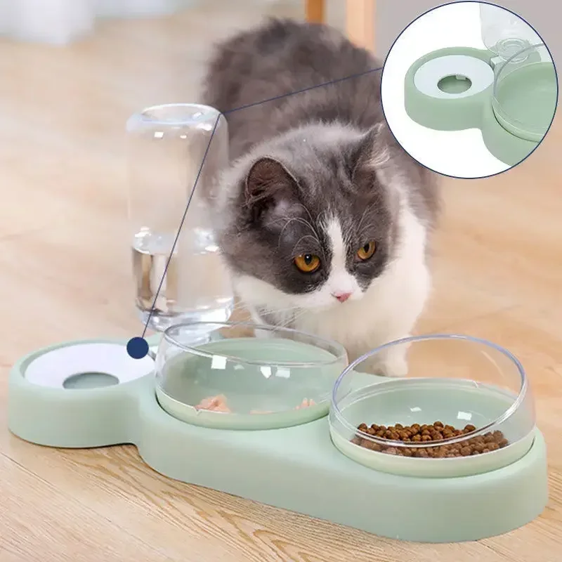 

Fountain Food With Automatic Raised Feeder Bowl Dish Double Water Dog Cats Stand Pet Bowls For Drinking Cat