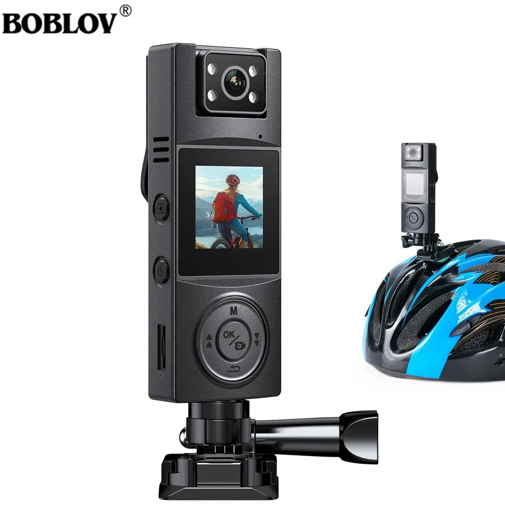 Boblov a23pro מצלמת גוף 180 ° עדשה rotatable 2k מצלמה גוף קטן חזון לילה 7-שעה מקליט עם הר עבור מצלמות רכיבה על אופניים