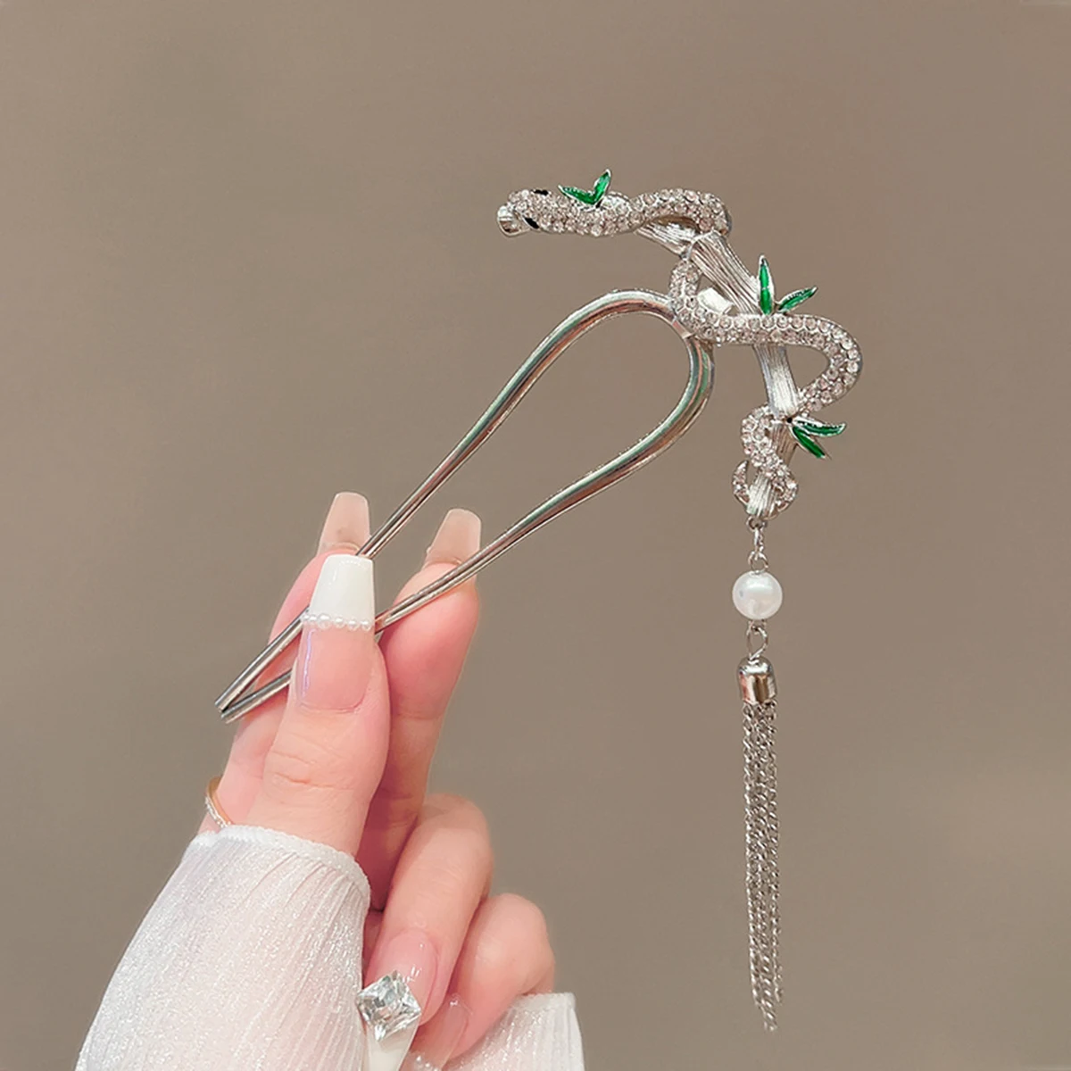 1pc U-Shaped Tassel Hair Fork Elegant Golden Silver Color Hairpin Hair Stick Chinese Style Pendant Headwear For Women Girls