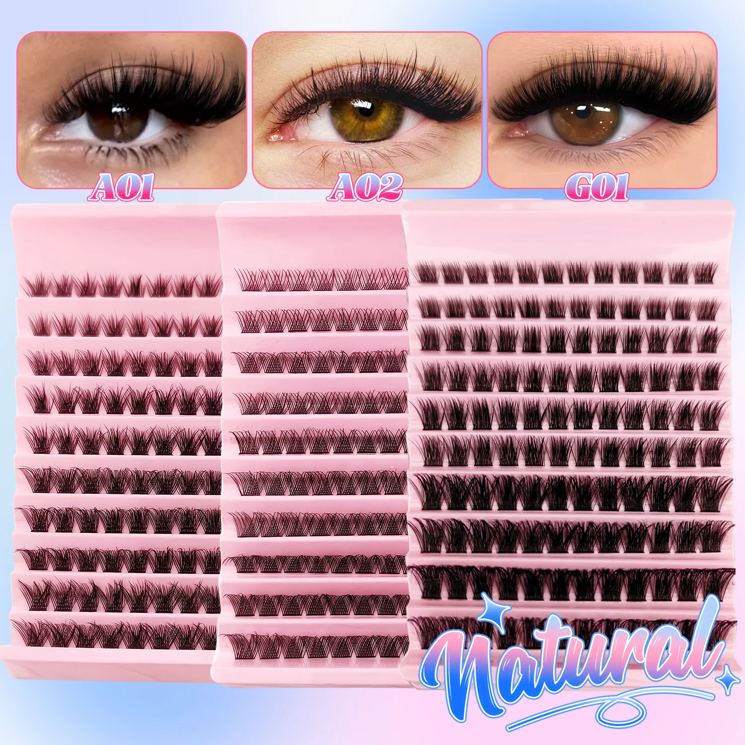 Reusable False Eyelashes Cluster Set