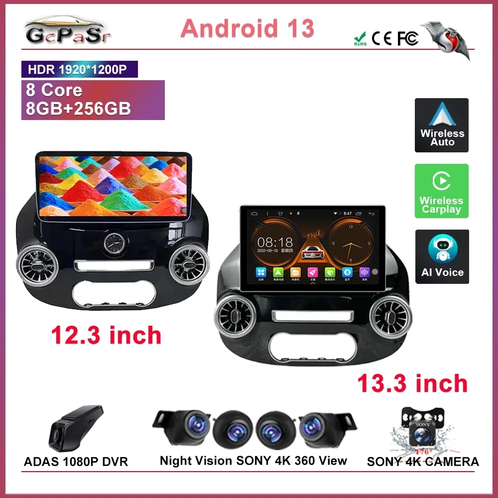 

13‘’ Car Radio Android 13 Carplay For Mercedes Vito W447 2014 - 2022 Multimedia Head Unit Auto Player Navigation No 2din DVD BT