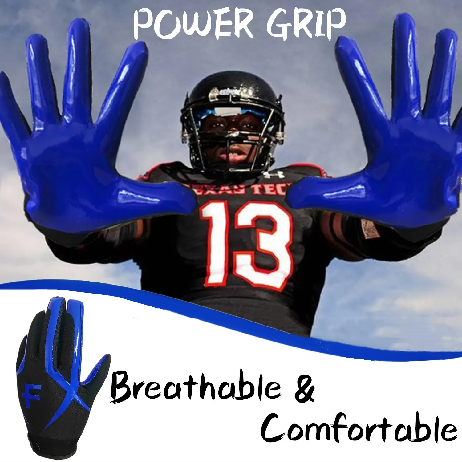 Professional Youth Kid American Football Gloves Receiver Soccer Goalkeeper Glove Riding Boys Girls 5-14 years old Drop Shipping