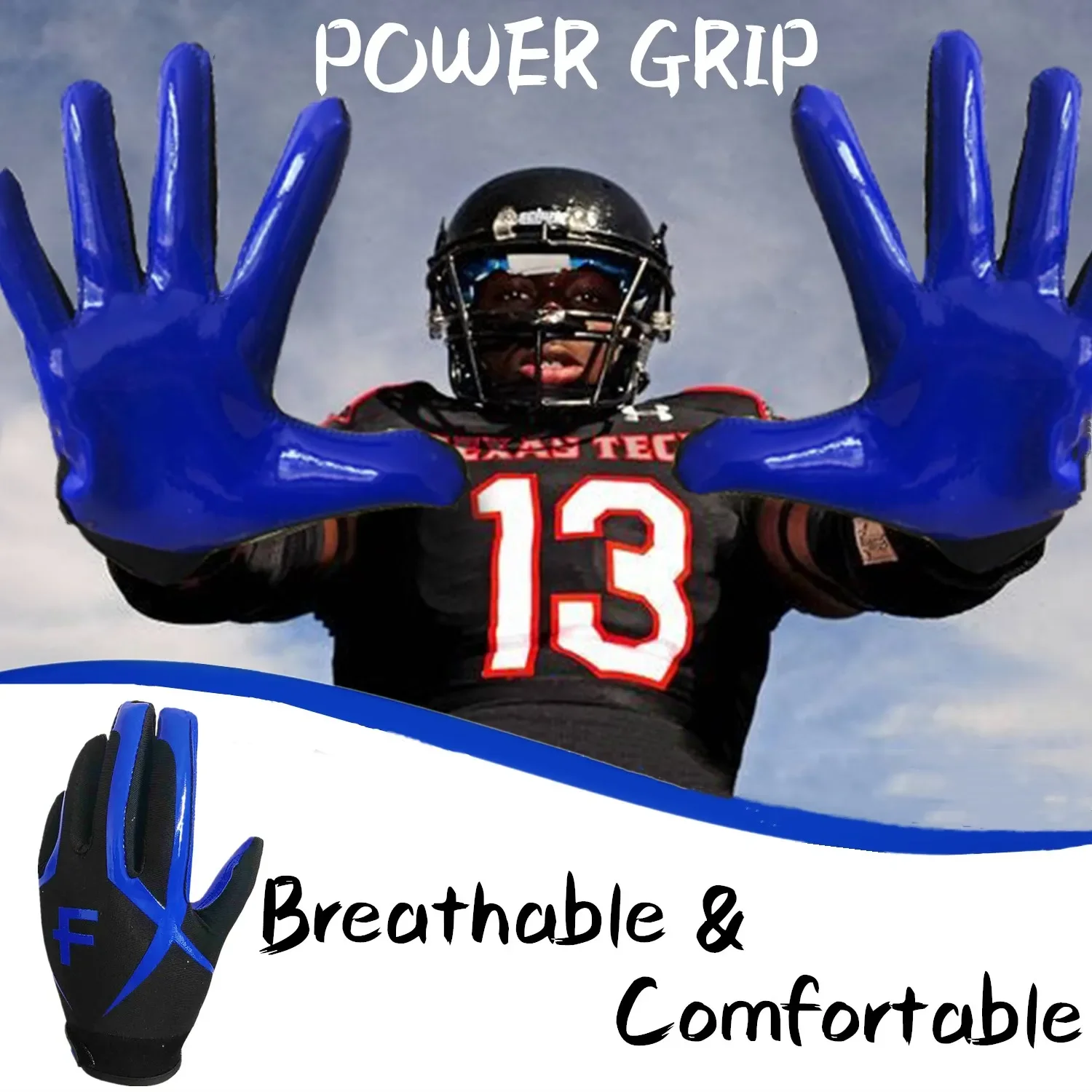 Professional Youth Kid American Football Gloves Receiver Soccer Goalkeeper Glove Riding Boys Girls 5-14 years old