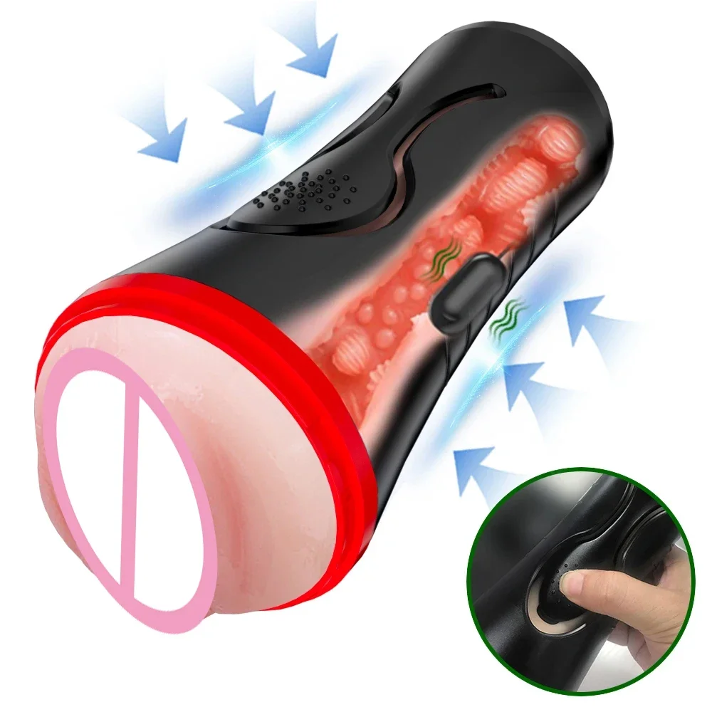 Vibrating Male Masturbator Vaginal Cup For Men Vagina Vacuum Pocket Pussy Endurance Exercise Masturbation Vibrator Adult Sex Toy