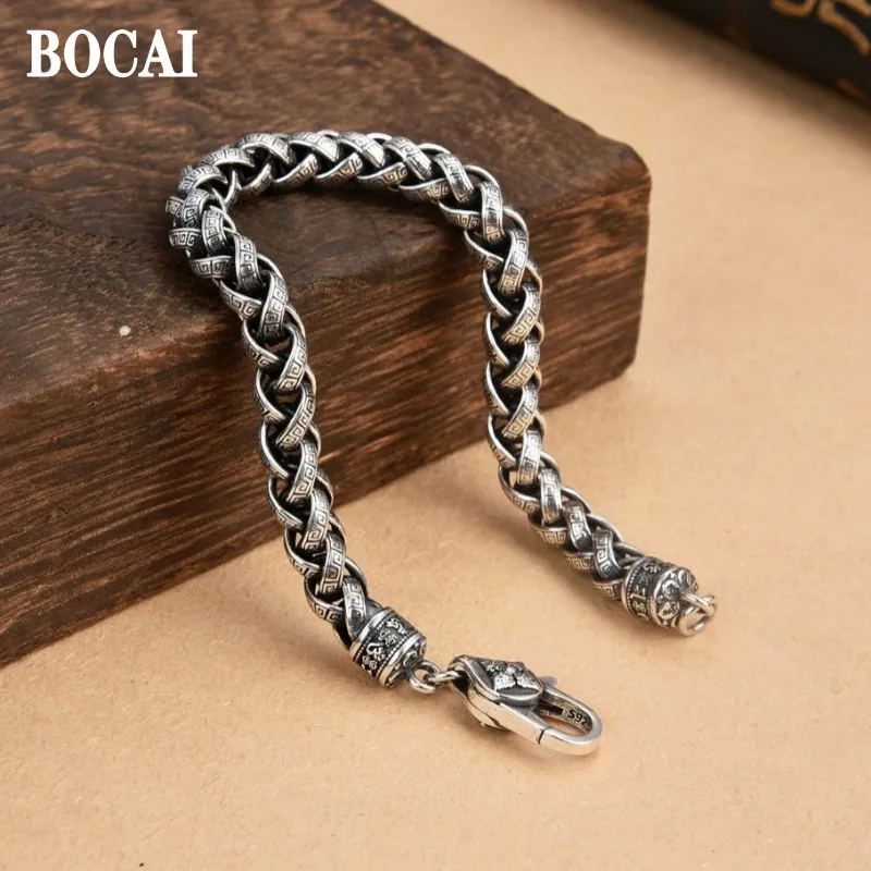 BOCAI2022100Pures925SilverJewelryDomineeringThickHipHopStyle