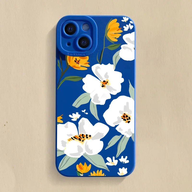 thumbnail image 1 of Funda de silicona con diseño floral de lujo para iPhone 16, 15, 14 Plus, 13 Pro Max, 12, 11, X, XS, XR, 7, 8, 16 Plus, SE, funda suave a prueba de golpes, 1 of 5