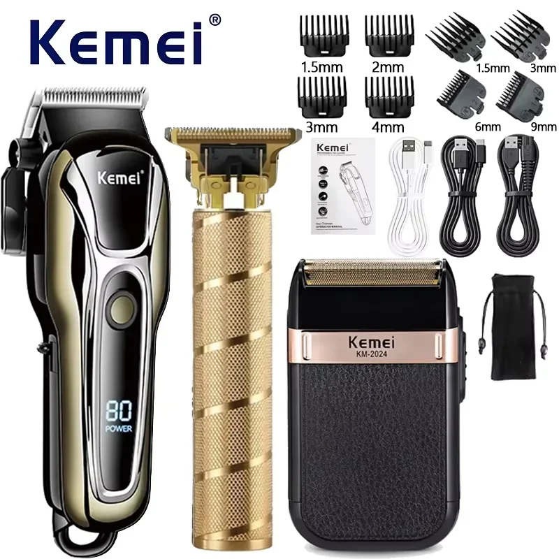 Hair trimmer Kemei electric hair trimmer for men professional hair cutting machine wireless barber trimmer clippers