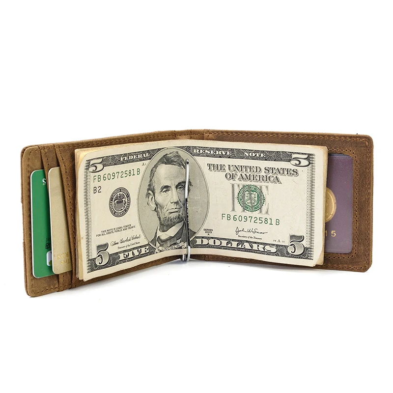 Simple Design Money Clip Wallet credit card holder synthetic leather wallet metal money clip For Men Women Money Purses Dollar Card Leather Men Thin Wallet Cash Male Female Purse