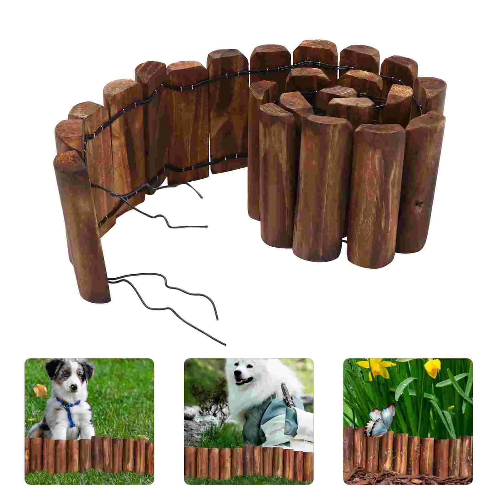 

Garden Wooden Fence Edging Wood Outdoor Garden Lawn Landscape Edging Flexible Decorative Border Edging Tree Fence Garden