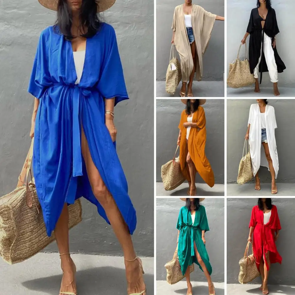 Summer Cover Ups Women Swimsuit Long Sleeve Robes Bathing Suit 2025 New White Beach Holiday Mini Dresses Cover-Up 2