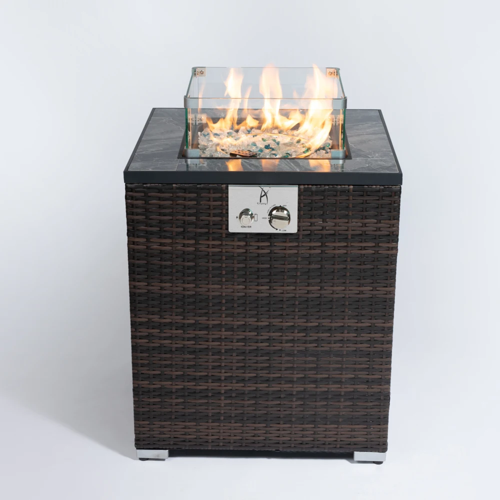 28inch Outdoor Fire Pit Column, Propane Fire Column for Decor Gas Pit Table Garden Corner Table