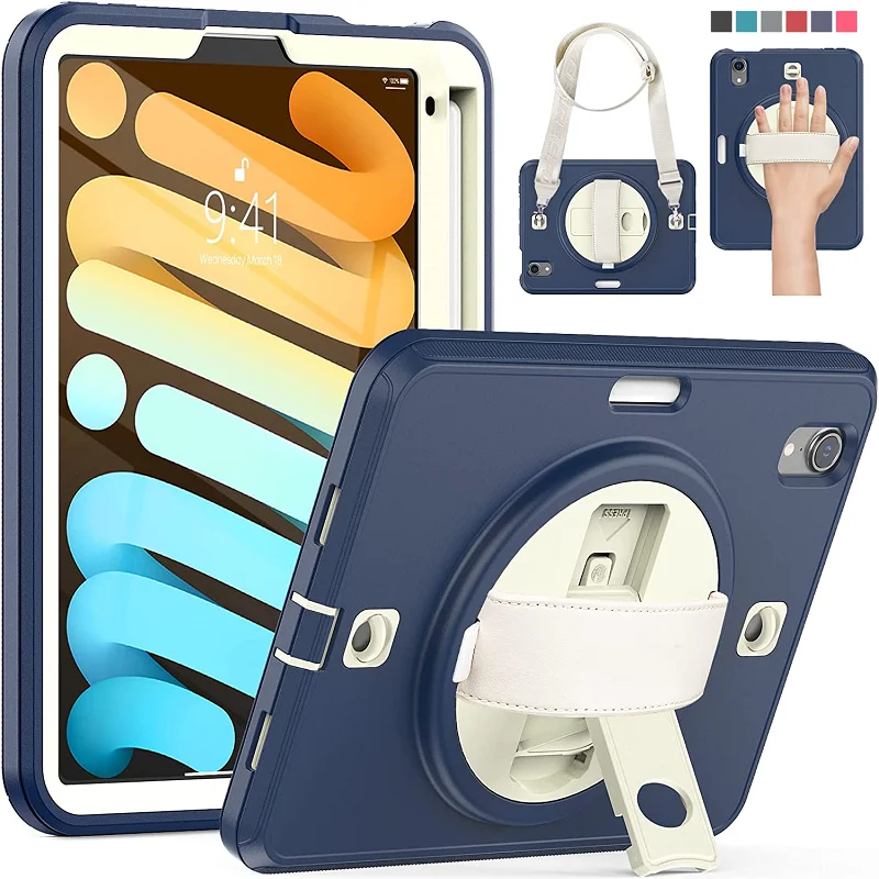 

Kids Case For iPad Mini 6 2021 8.3"Heavy Duty Shockproof Cover iPad mini 4 5 7.9"Kickstand Funda+Shoulder Strap+Screen Protector