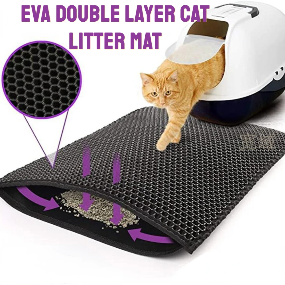 

EVA Cat Litter Mat Double Layer Waterproof Urine Proof Trapping Mat Easy to Clean Non Slip Toilet Pad Cat Scratch Pad Foot Pad